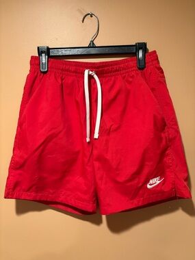 Nike Men’s Red Athletic Shorts with White Drawcord